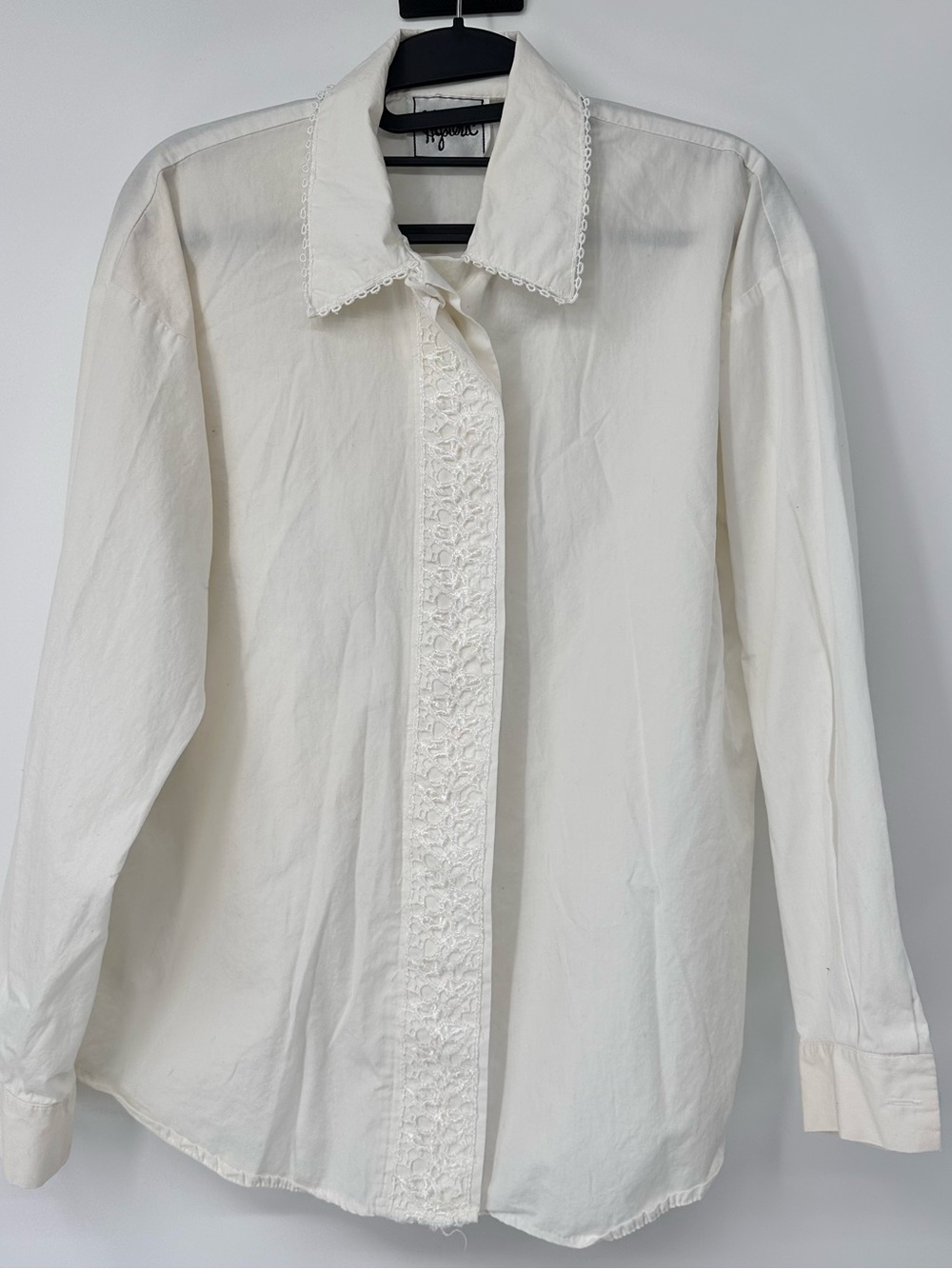 Hysteric Vintage White Lace-Trim Button-Up Blouse 100% Cotton Size M
